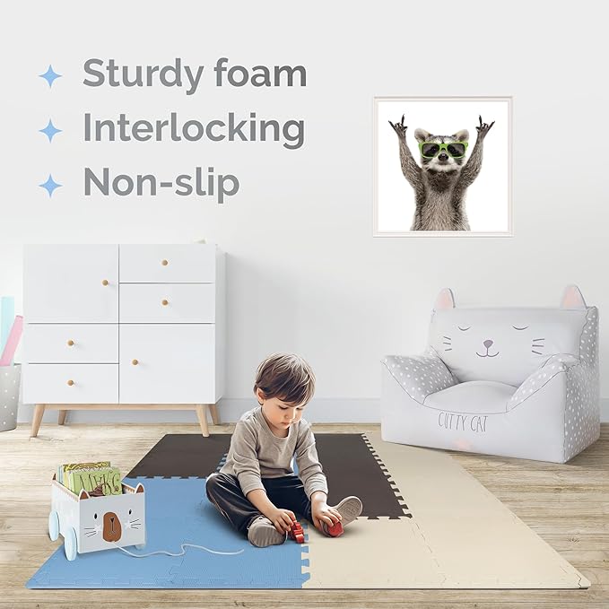 TOYVELT Ultimate Foam Play Mat Set 12x12-16 Interlocking Floor Tiles for Kids - Colorful Foam Puzzle Mats - Safe and Durable Kids Floor Mats - Ideal Play Mat for Toddlers 1-3 - Tiles Non Toxic