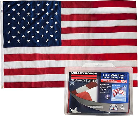 American Flag - 100% Made in the USA - 3' x 5' ft - Koralex II 2-ply Polyester - Sturdy, Durable and Patriotic - Great for Gardens, Homes, Patios and Cars – By Valley Forge Flag