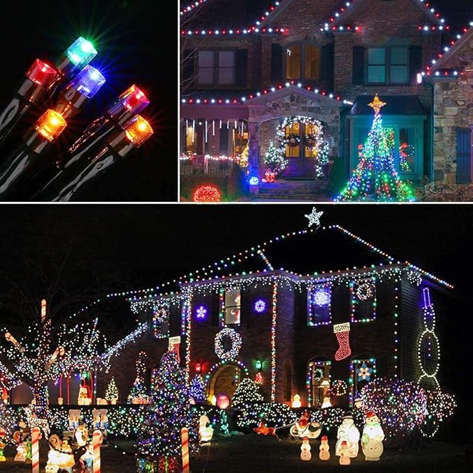 Solar Christmas Lights Outdoor, 33ft 100 LED Solar Fairy String Lights 8 Modes Waterproof Xmas Lights for Garden, Patio, Home, Party, Wedding, Holiday, Tree, Bush, Wreath, Outdoor Decor (Multicolor)