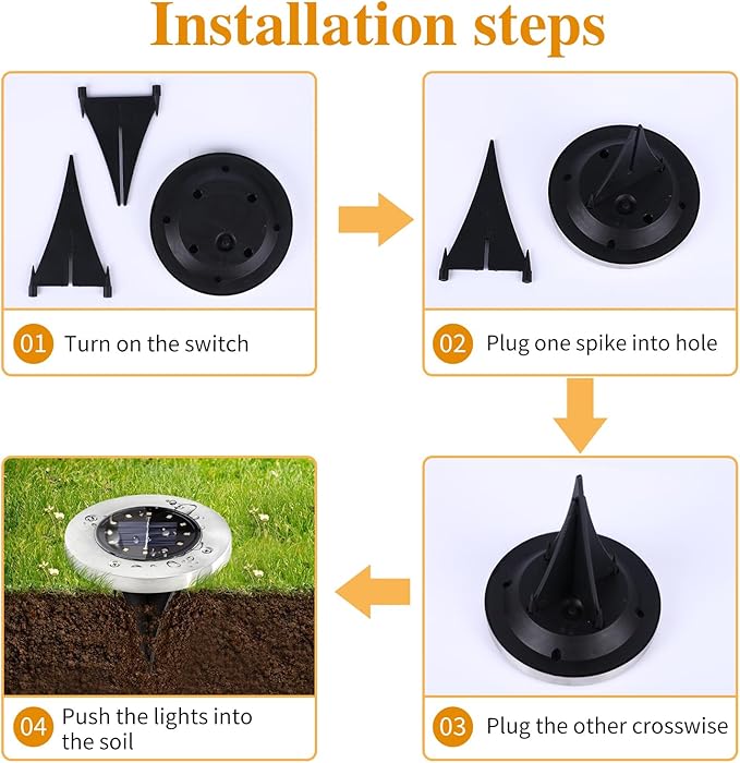 Solar Lights Outdoor Waterproof, 8 Packs Bright Solar Ground Lights with Updated 12 LEDs, Solar Garden Lights Landscape Lights for Pathway Walkway Driveway Patio Yard Deck Lawn Decor (Cold)