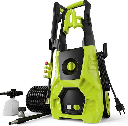 Pressure Washer, 5000PSI Max 3.6GPM with Foam Cannon 35FT Power Cord 4 Nozzles for Cars, Green