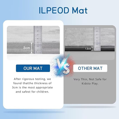 Baby Play Mat for Floor Tummy Time Mat Nursery Rug Muscle Mat Area Rug Playroom Rug Tatami Mat 79"x138" Memory Foam 1.3" Thick Crawling Mat for Babies,Toddlers, Infants, Kids(Light Gray)