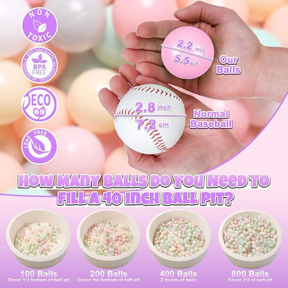 GOGOSO 100 Pit Balls Plastic Balls for Baby Toddlers GirlsToddlers for Playhouse, Baby Pool, Play Ball Fun Centers, for Babies, Kids, Toddlers 1-3, Phthalate Free BPA Free