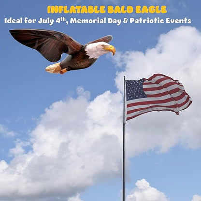 Jet Creations 38" Wingspan Inflatable Bald Eagle, Dark Brown, Realistic Wild Animal Figure, Patriotic Bird, Theme Parties, Pool Fun, Home Yard Decor