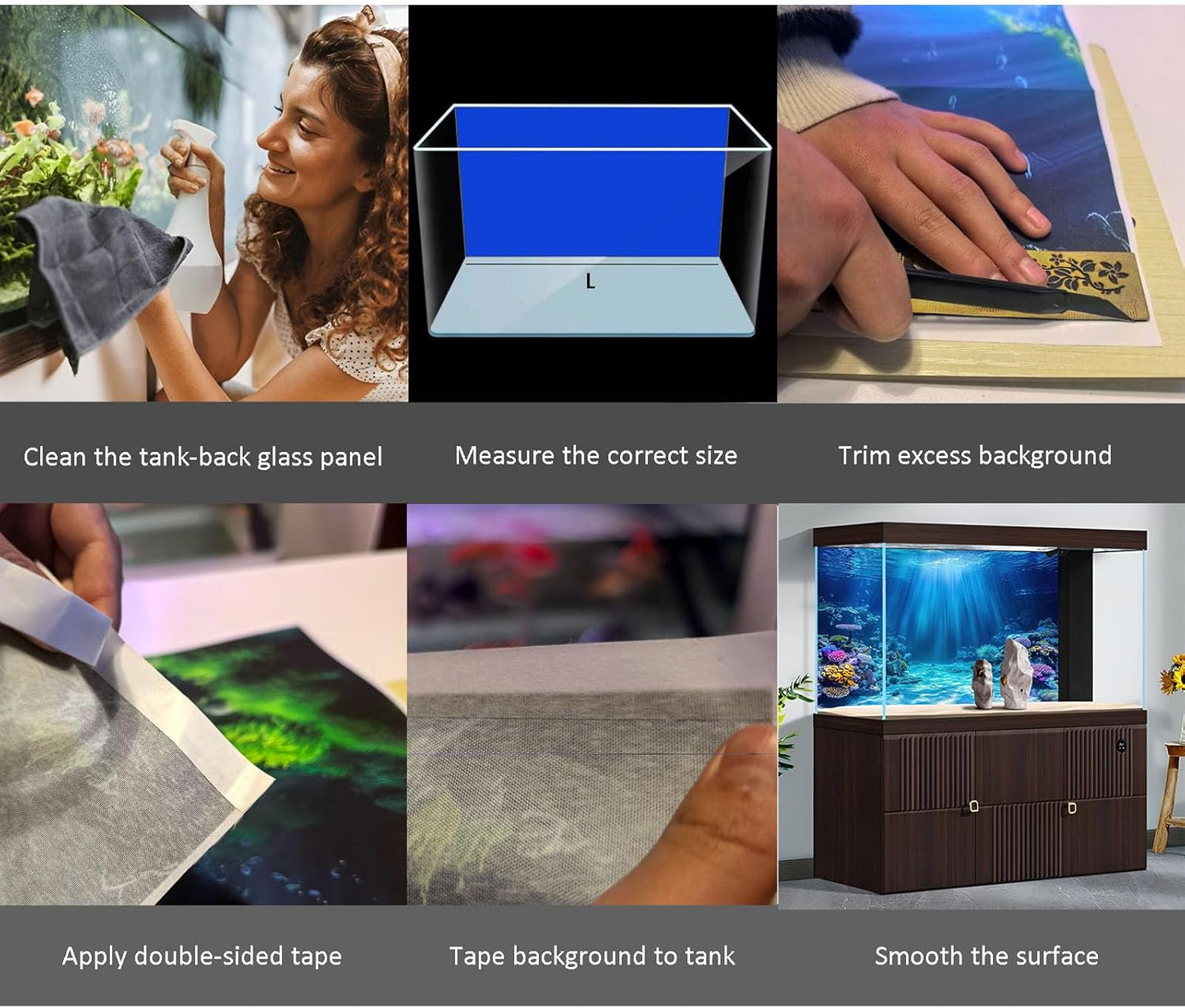 Aquarium Background Various Underwater Grass Plants Aquarium Backdrop Vivid and Fresh Green Aquatic Plants Stone River Bed and Dead Wood Purple Stone Fish Tank Background 48x18in