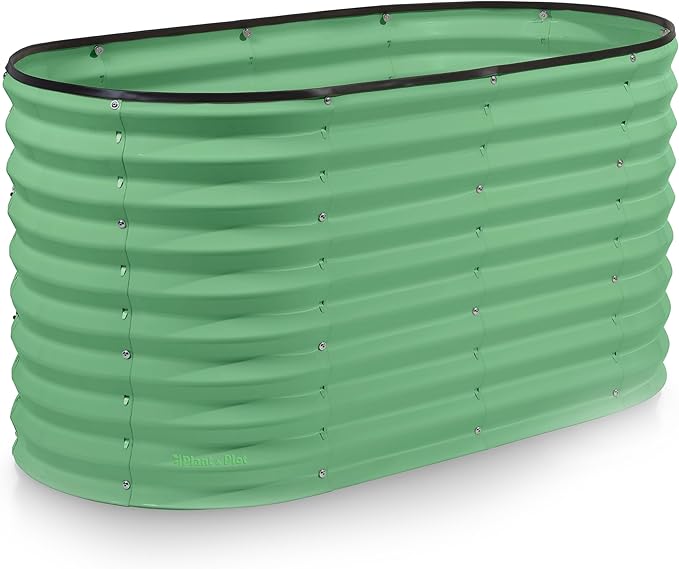 Galvanized Raised Garden Beds Outdoor // 4×2×2 ft Planter Raised Beds for Gardening, Vegetables, Flowers // Large Metal Garden Box (Light Green) // Patented Tool-Free Design