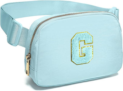 Gitus Gifts for 8 9 10 11 12 Year Old Girls Belt Bag Fanny Pack Crossbody Bags with Initial Letter Patch Cute Stuff Birthday Gifts for Teen Girls Women Personalized Trend Stuff (Icing Blue-G)
