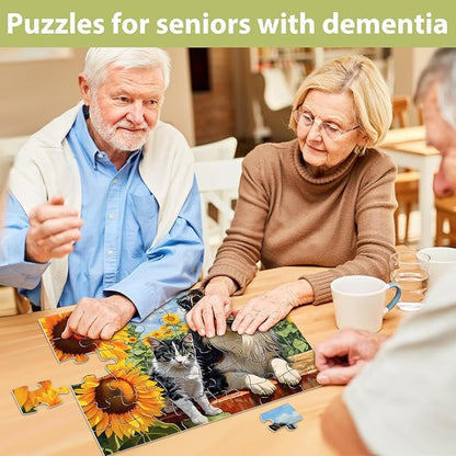 6 Pack 36 Large Piece Puzzles for Seniors Puzzle Dementia Alzheimer's Products Activities for Elderly Adults Easy Jigsaw Puzzle Alzheimer's Gift for Patients in Nursing Home with 6 Storage Bags