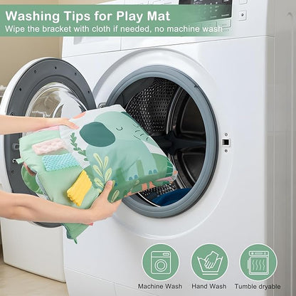 Baby Play Gym Mat Tummy Time Mat, Washable Baby Activity Play Mat for Sensory, Visual, Hearing, Touch Development, Baby Toys Shower Gift for Newborn