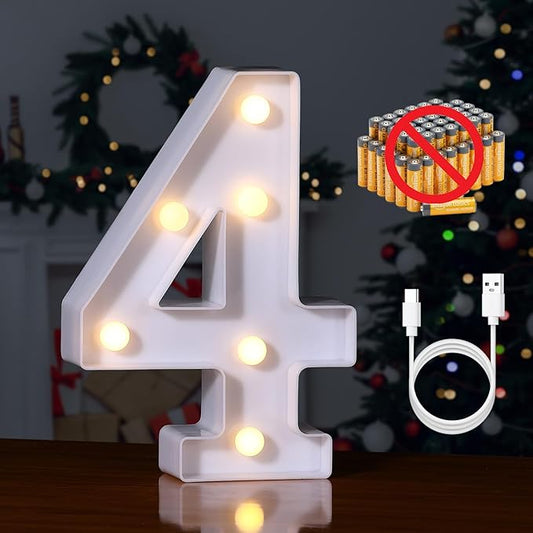 Foaky Rechargeable LED Letter Lights Sign Marquee Light Up Letters Sign for Night Light Wedding/Birthday Party Christmas Lamp Home Bar Decoration (4)