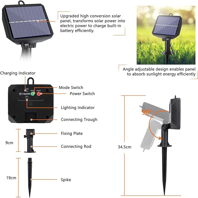 Toodour Solar Christmas Lights, 121ft 350 LED 8 Modes Solar String Lights, Waterproof Solar Outdoor Christmas Lights for Garden, Patio, Holiday, Party, Balcony, Christmas Decorations (White)