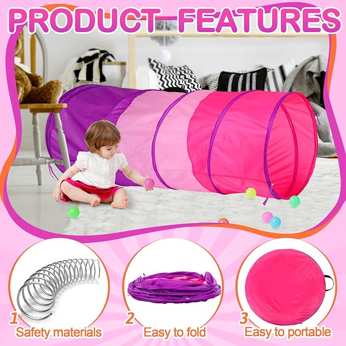 1 Pcs Giant 27.6 Inch Kids Play Tunnel and up Opening Colorful Pop up Crawl Tunnel Toy with Breathable Mesh Game Tent Toy Girl Boy Gift or Dog Cat Pet Tunnels