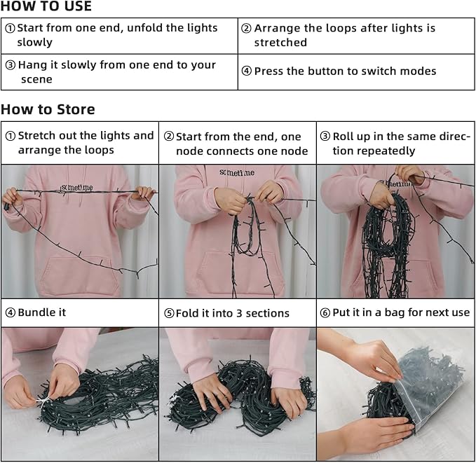 Christmas Decor 380 LED Outdoor Christmas Lights for House 34Ft/10M Warm White Christmas String Lights Outside Xmas Lights Indoor Outdoor for Eaves Yard Garden Decor[8 Modes,Extendable,ETL Listed]