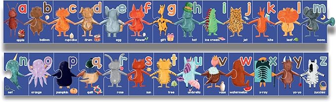 LEARNING BUGS Alphabet Animal Holding Hands Large Jigsaw Floor Puzzle (26 pcs, 5 feet Long)