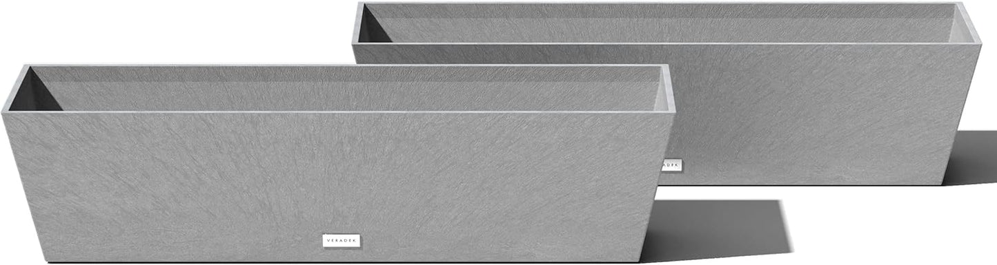 Veradek Pure Series Window Box Planter - Long Rectangular Planter for Indoor or Outdoor Windowsill/Balcony | Durable All-Weather Use with Drainage Holes | Modern Decor for Herbs, Small Plants, Flowers