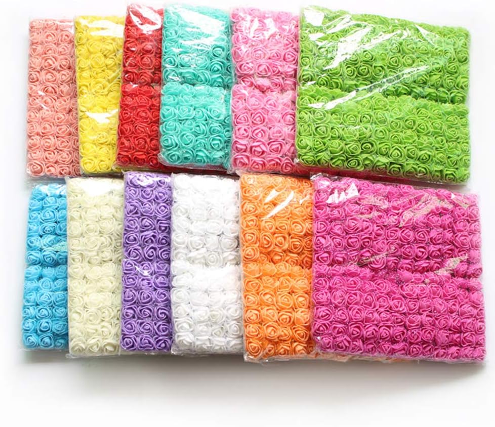 Foam Rose Fake Flowers for Crafts 144 pcs 2 cm Mini Wreaths Artificial Flower Bouquet Multicolor Rose Flower Wedding Scrapbooking Decoration Rose Fake Flower(Gray)