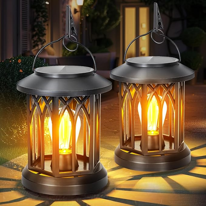 Hanging Solar Lanterns Outdoor Waterproof, 4 Pack Outdoor Solar Lantern, Hanging Solar Lights for Outside, Outdoor Solar Lanterns Table Yard Porch Balcony Desk Patio Decor, Solar Powered Lantern