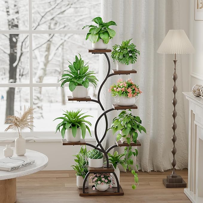Plant Stand Indoor with Grow Light: 8 Tiered Plant Shelf Indoor, Corner Plant Stand, Tall Plant Shelf, 49" Plant Shelf with Grow Light, Plant Stand, Small Indoor Plant Stand for Living Room, Balcony