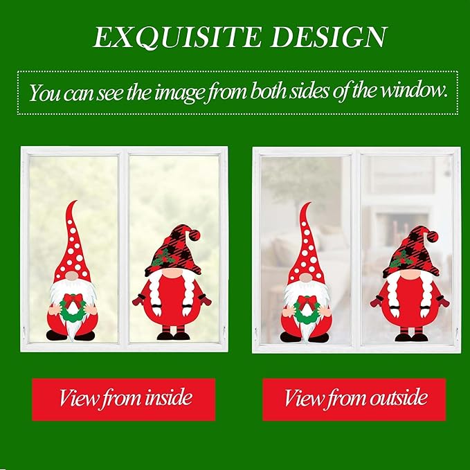 Joy Bang 320 PCS Christmas Window Clings, Christmas Window Stickers Decorations Gnome Snowflake Xmas Decals Decor for Glass Window Home Office Indoor