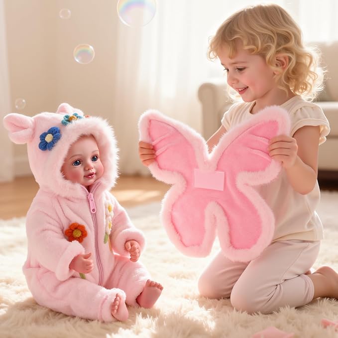 BABESIDE Baby Doll Girl - 17-Inch Soft Body Realistic Baby Doll with Blue Eyes and Fairy Outfit Real Life Baby Dolls for 3 4 5 6 7 8 9 Years Girl Birthday Gifts, Pretend Play, Christmas & Collection