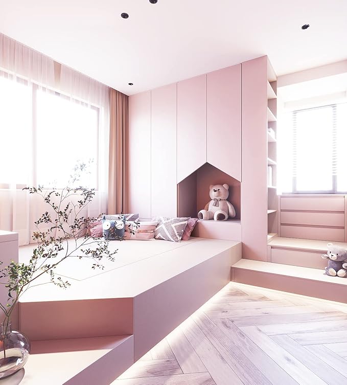 Dimoon 236''x17.7'' Pink Peel and Stick Wallpaper Contact Paper Modern Self Adhesive Wall Paper Removable Renter Friendly Textured Solid Color Shelf Cabinet Vinyl Roll (236''x17.7'',Light Pink)