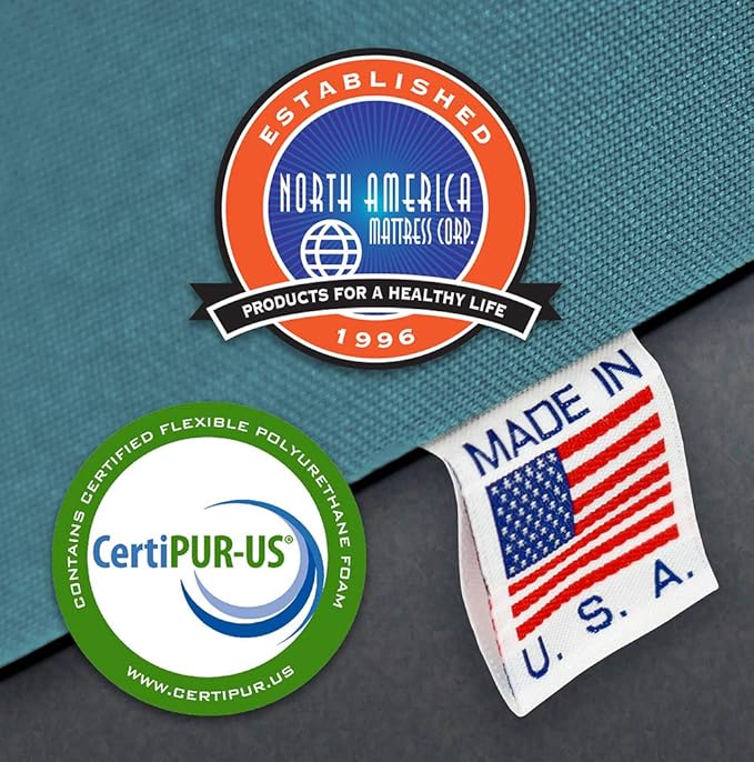 North American Mattress 6' Outdoor Picnic Bench Seat Cushion - 2 Piece Set; 72" (6ft) x 10" x 3"; Gray - Folding & Easy to Carry