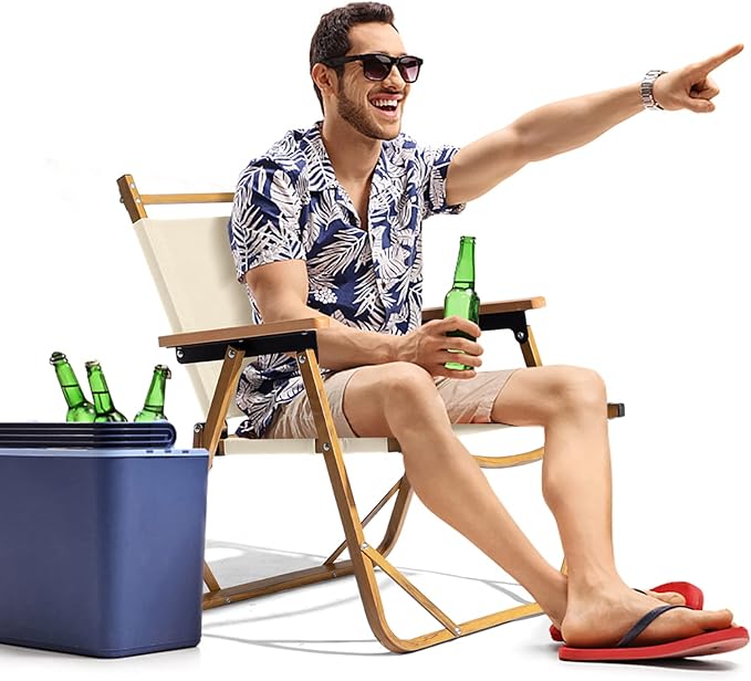 Outvita Portable Folding Camping Chair, 2pcs Ultralight Low Beach Chair, Durable Aluminum Frame Armchairs for Hiking Concert Fishing Picnic, Supports 225Lbs