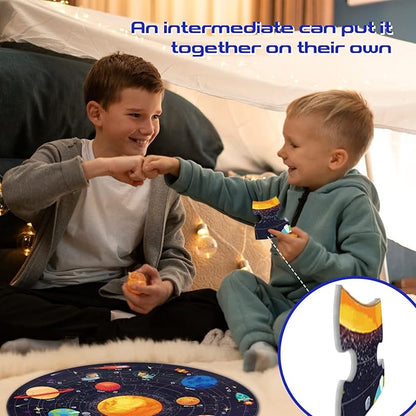 TAOZI&LIZHI Solar System Puzzles for Kids Ages 4-6, 6-8, Large 48 Pieces Round Space Planets Toddler Puzzle Age 2-4, Jigsaw Floor Puzzles for Kids Ages 3-5, Puzzles Gifts for Boys Girls Children