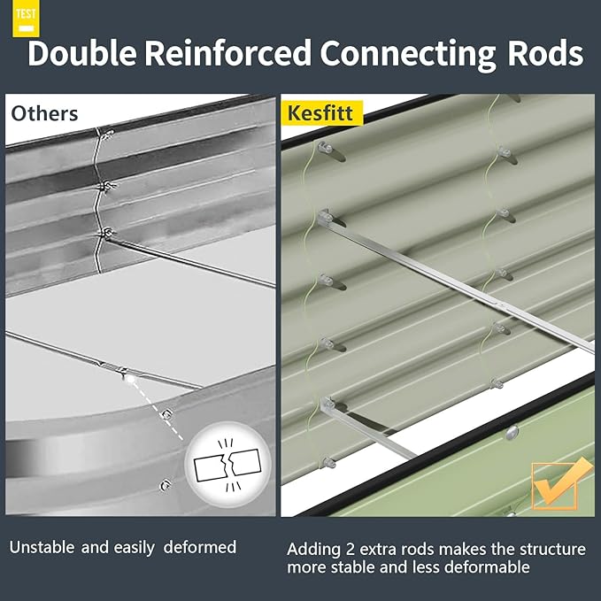 Kesfitt Galvanized Raised Garden Bed Kit,18" Tall 7-in-1 Outdoor Metal Planter Boxes with Safety Edging,8×2×1.5FT Modular Large Steel Raised Beds for Gardening Vegetables Fruits Flower