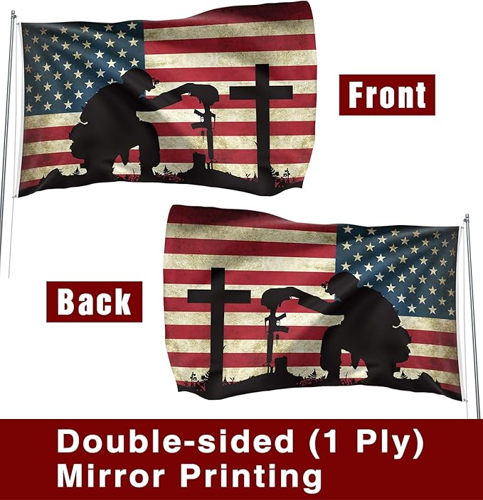 Memorial Day Flag 3x5 Ft for Outdoor Flag, Faith Over Fear Flag Remember Our Heroes Christian American Flags for Outside 3x5 Ft Double Sided Christian Banners with Brass Grommets