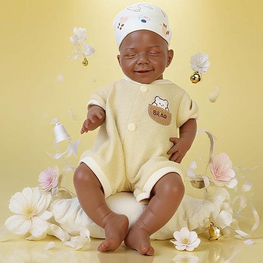 Full Silicone Baby Dolls,18.2 in Silicone Realistic Newborn Baby Doll, Non Vinyl 1:1 Lifelike Reborn Sleeping Dolls (Eve-Maroon)