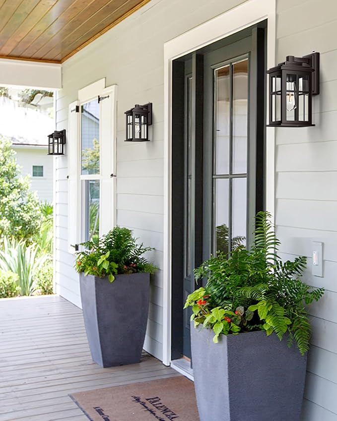 Bronze Outdoor Lights for House, Dusk to Dawn Exterior Lighting Fixtures, Outdoor Wall Lights for House, Garden, Entryway, Doorway, Anti-Rust, Waterproof, E26 Socket