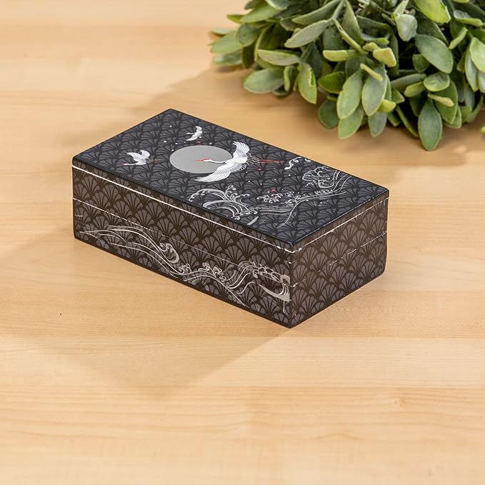 Bits and Pieces - Soaring Cranes Secret Puzzle Box - Wooden Money Box Brainteaser - 10 Step Solution Brain Game