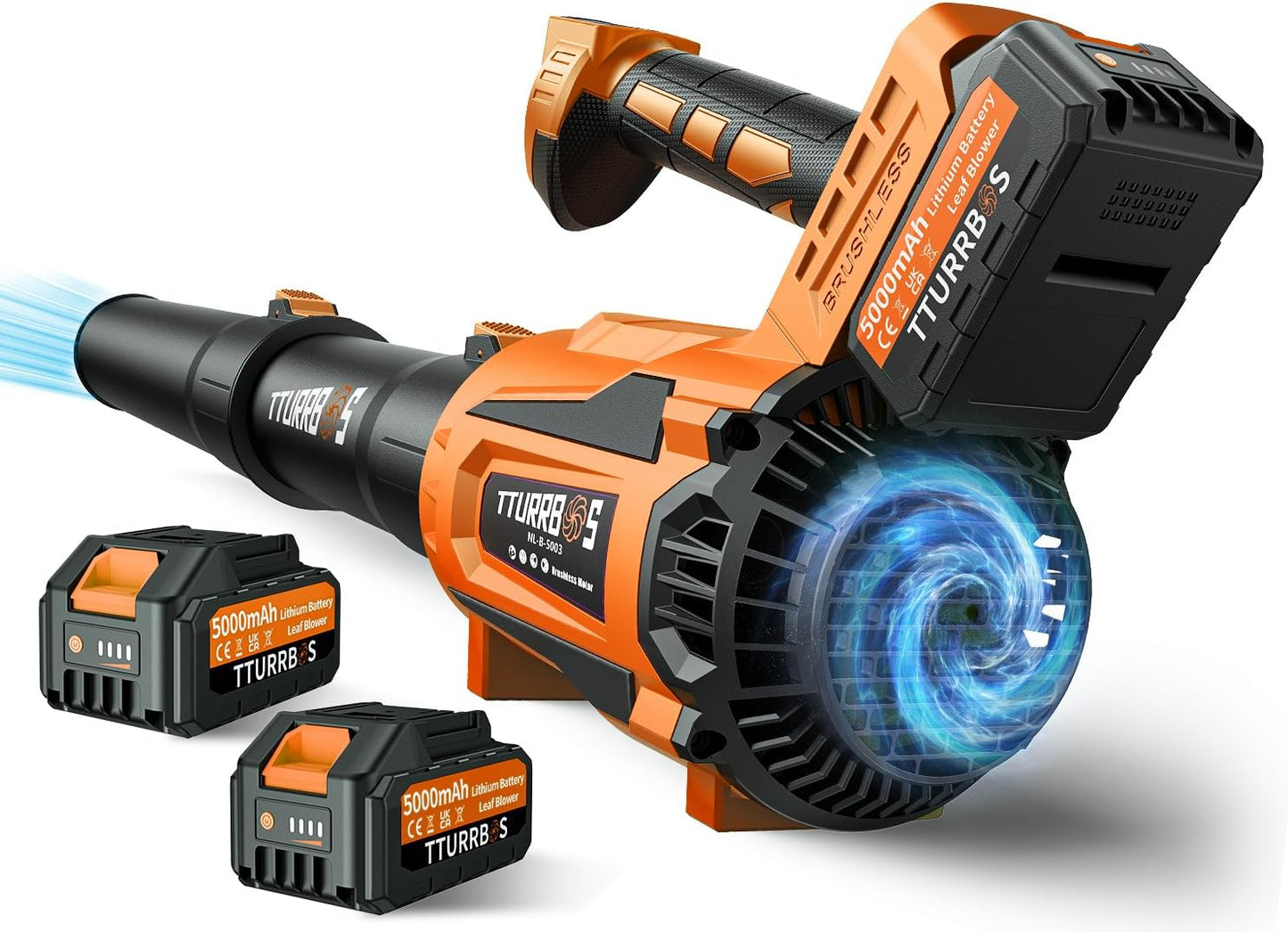 Leaf Blower Cordless - 650CFM Brushless Motor Leaf Blower with 6-Speed Control & Ergonomic Handle - Includes 2 x 5.0Ah Batteries & Fast Charger - Blowers for Lawn Care, Yard, Patio, Leaves, Snow, Dust