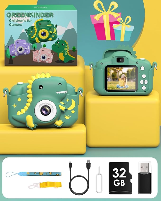 Kids Camera, Toddler Camera for Boys Girls, Toys Gifts for Christmas Birthday Boys Girls Kids 3-9 Year Old Digital Video Camera with 32GB TF Card
