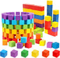 Wood Blocks, 200 Pack Counting Cubes Square Wood Craft Cube Blocks Wooden Blocks Building Blocks,Square Blank Puzzle Making and DIY Craft Cube Blocks,Early Math Manipulatives (Assorted Coloe)