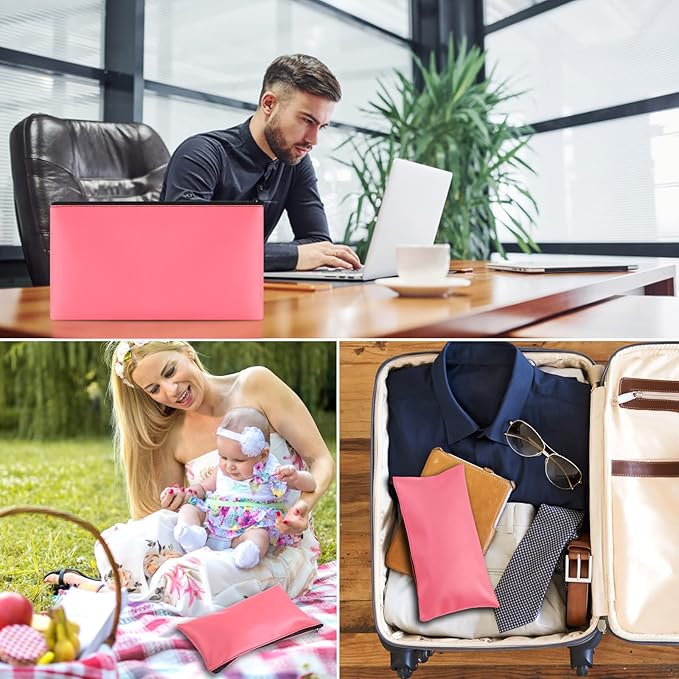 4Pack Money Bag 11 X 6" - Safe Durable Waterproof PU Leather Bank Pouch With Zipper for Cash, Coins, Checks, Bills, Receipts, Makeup, Tool Storage (Peach)