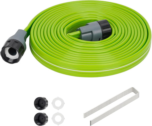 Sprinkler Soaker Hose 15FT, Watering Hose with Holes, High-Efficiency Sprinklers System for Garden and Lawn with Staples