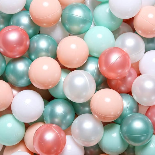 GOGOSO Ball Pit Balls for Toddlers Phthalate-Free BPA-Free Non-Toxic Crush Proof Soft Plastic Play Balls Baby Kids Shape Tent Pool Playhouse Playpen Party Decor,Pink Green White,100PCS