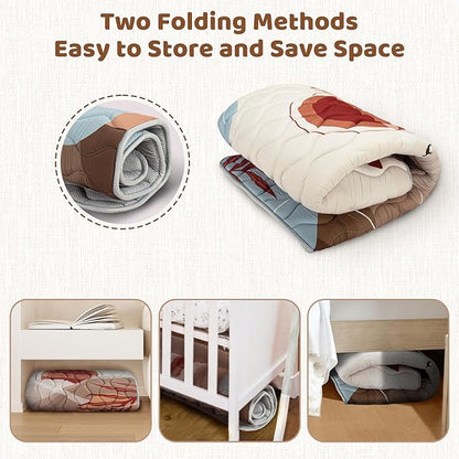 Baby Play Mat, 50x50 Playpen Mat, Thick Soft Foam Playmats for Baby, Foldable and Washable Baby Crawling Mat for Floor(Desert)