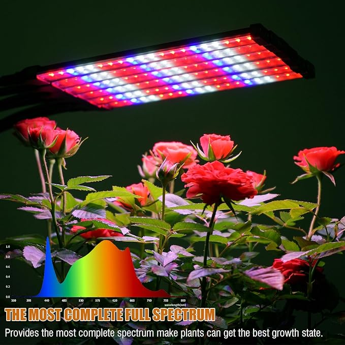 Grow Lights for Indoor Plants Full Spectrum with Stand and Timer, (Red+Blue+White) 6 Heads LED Plant Lights for Indoor Growing, Standing Floor House Plant Lamp for Seed Starting.
