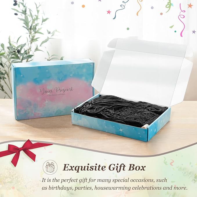 Mkono Macrame Plant Hangers, 6 Pack Indoor Hanging Planters for Plants with 6 Hooks Decorative Hanging Basket Flower Pots Holder Stand in Different Sizes for Modern Home Decor, Black