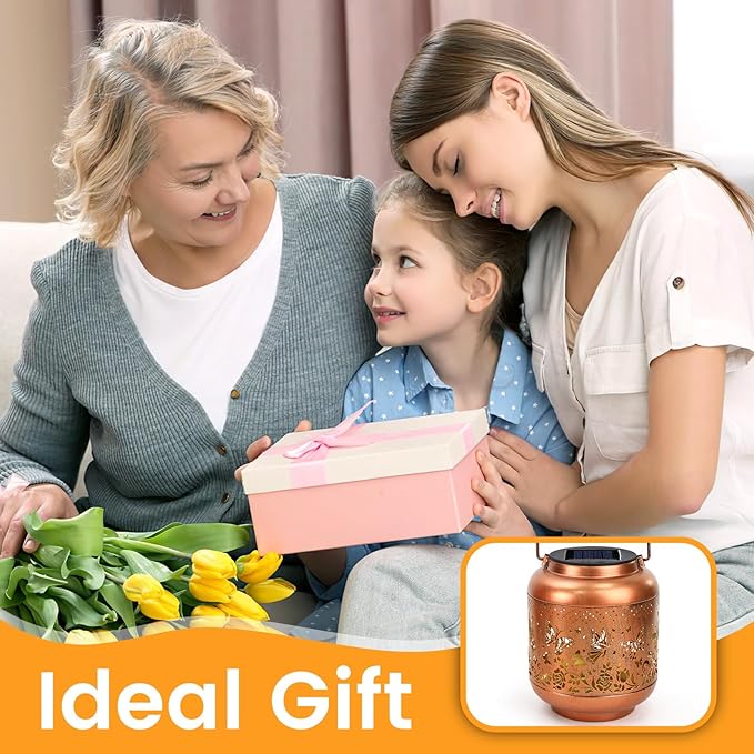 Gifts for Mothers Day Women Mom Grandma Solar Lantern Outdoor Waterproof Butterfly Garden Decor Hanging Solar Lights Yard Decorations Outdoor, Birthday Gifts for Mom, Backyard, Patio, Porch