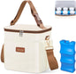 Breastmilk Cooler Bag with Ice Pack - Breast Milk Cooler Travel Bag Fits 6 Bottles Up to 11 Oz Insulated Baby Bottle Cooler Bag Breastmilk Storage Bag Cooler Perfect for Nursing Mom Daycare, Beige