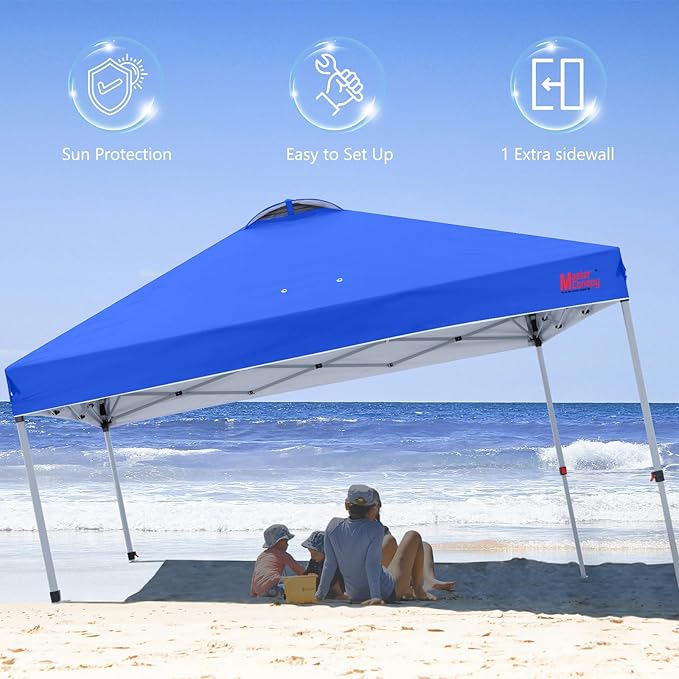 MASTERCANOPY Durable Pop-up Canopy Tent with 1 Sidewall (8'x8',Blue)