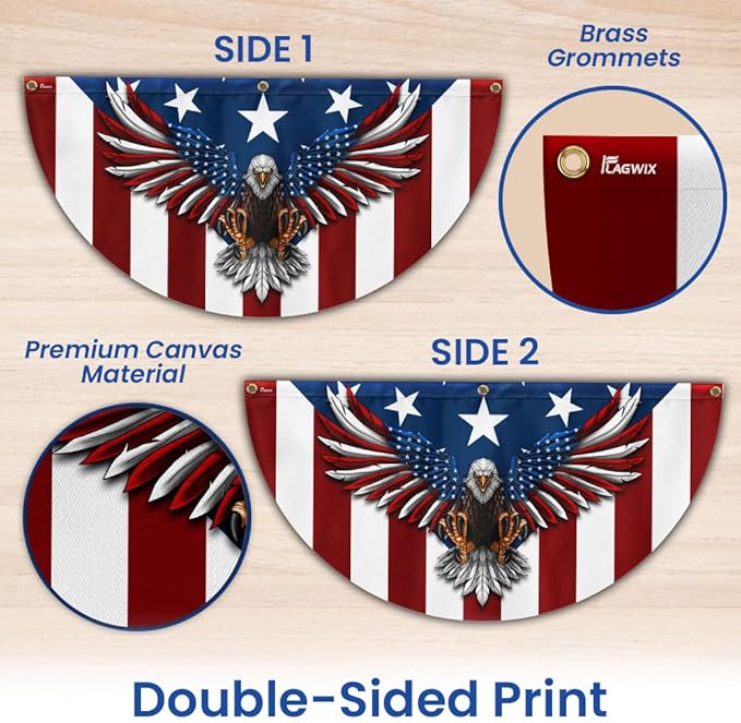 FLAGWIX American Flag Patriotic Eagle American Non-Pleated Fan Flag TPT1636F, 3x6 ft, 4 Pack Suitable for Outdoor and Indoor