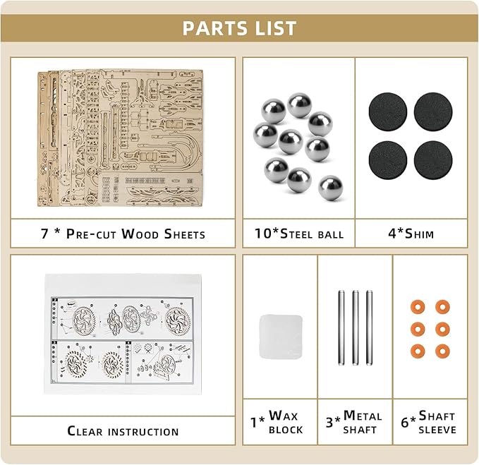 3D Wooden Puzzle Marble Run for Adults, DIY Marble Run Wooden Model Kit, HDF Material, Mechanical Puzzle, Modern Style, 334 Pieces, 1 Set, 1 Item, 1 Package