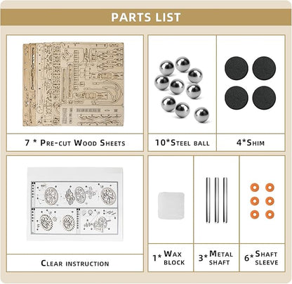 3D Wooden Puzzle Marble Run for Adults, DIY Marble Run Wooden Model Kit, HDF Material, Mechanical Puzzle, Modern Style, 334 Pieces, 1 Set, 1 Item, 1 Package