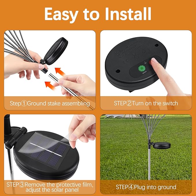 Warm-2Pack 16LED Firefly Warm Changing Lights,Garden Solar Lights Outdoor Decorative,Yard Waterproof Solar (Warm-2pcs)