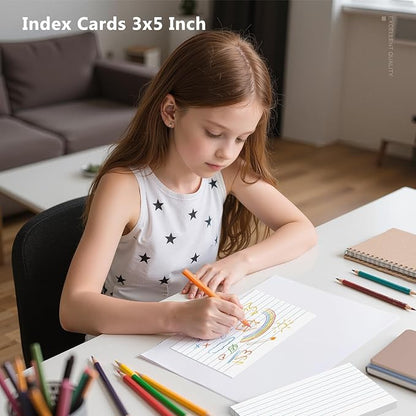 600 Count Index Cards 3 x 5 Inch White Lined Flash Cards Ideal for Studying and To-do-List, Portable Note Cards Taking for Students and Teachers, Flash Card Styled for Home, Office or School Use